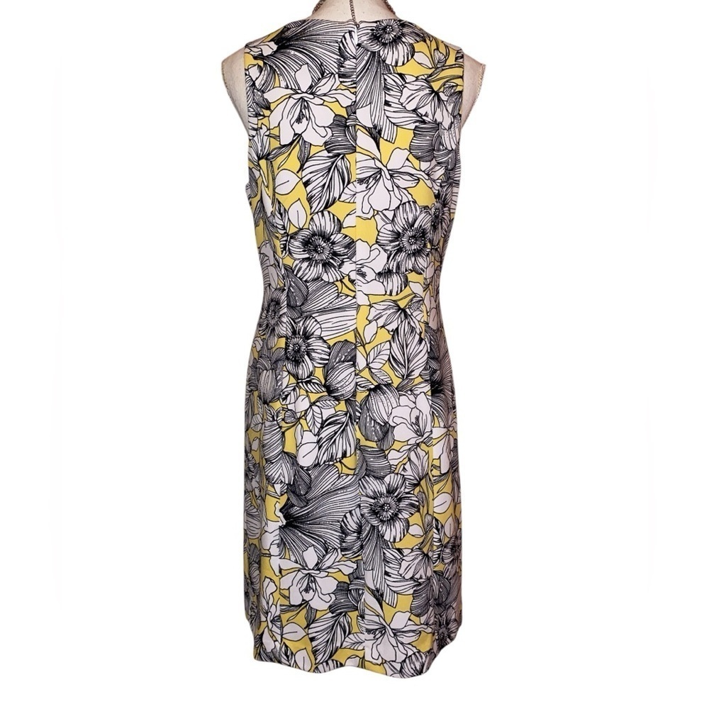 PAPPAGALLO Sheath Embroidered Sleeveless Midi Dress Yellow Black Size 6 - Picture 3 of 11